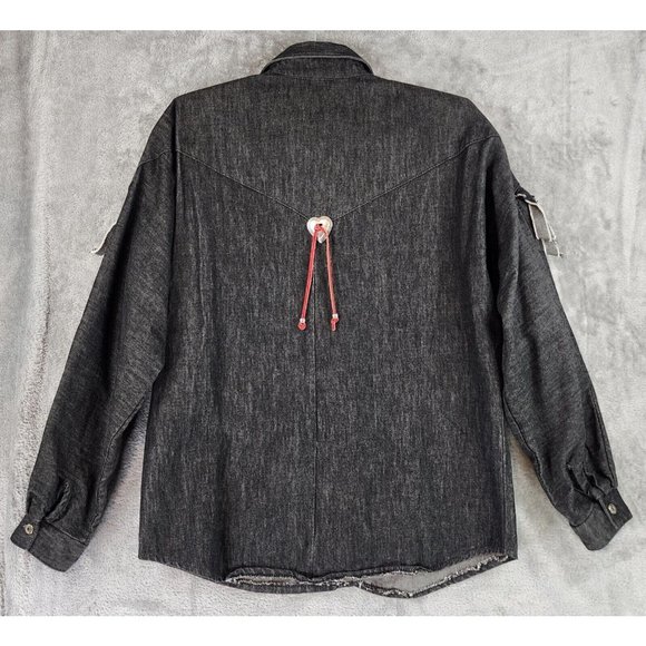 Circle T by Marilyn Lenox Shirt Womens Medium Gray Western Vintage Made In USA - Picture 2 of 12